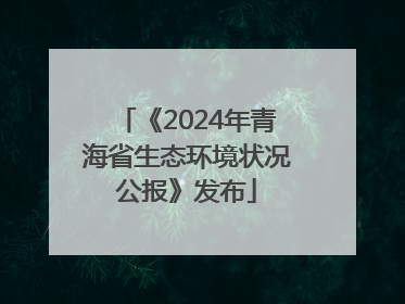 《2024年青海省生态环境状况公报》发布
