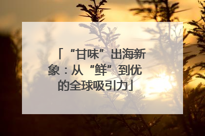 “甘味”出海新象：从“鲜”到优的全球吸引力