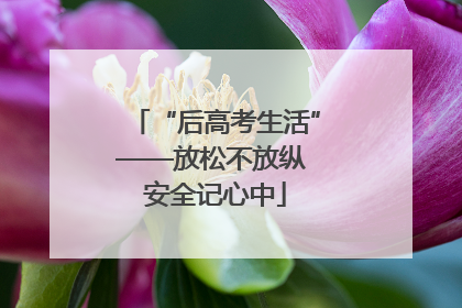 “后高考生活”——放松不放纵 安全记心中