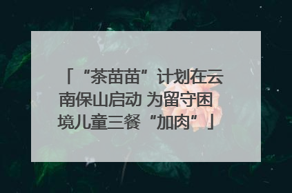 “茶苗苗”计划在云南保山启动 为留守困境儿童三餐“加肉”