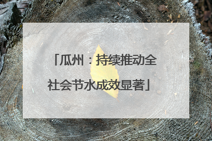 瓜州：持续推动全社会节水成效显著