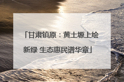 甘肃镇原：黄土塬上绘新绿 生态惠民谱华章