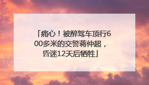痛心！被醉驾车顶行600多米的交警蒋仲超，昏迷12天后牺牲