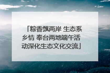 粽香飘两岸 生态系乡情 奉台两地端午活动深化生态文化交流