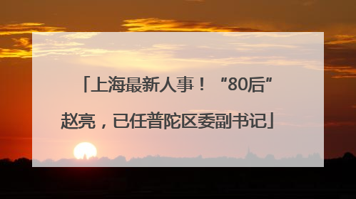 上海最新人事！“80后”赵亮，已任普陀区委副书记