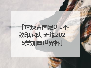 世预赛国足0-1不敌印尼队 无缘2026美加墨世界杯