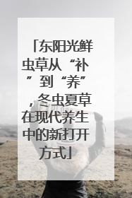 东阳光鲜虫草从“补”到“养”，冬虫夏草在现代养生中的新打开方式