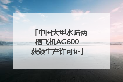 中国大型水陆两栖飞机AG600获颁生产许可证