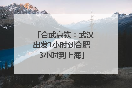合武高铁：武汉出发1小时到合肥3小时到上海