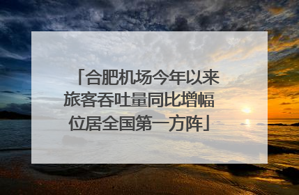 合肥机场今年以来旅客吞吐量同比增幅位居全国第一方阵