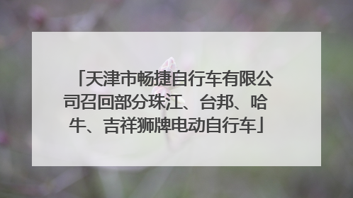 天津市畅捷自行车有限公司召回部分珠江、台邦、哈牛、吉祥狮牌电动自行车