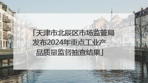 天津市北辰区市场监管局发布2024年重点工业产品质量监督抽查结果