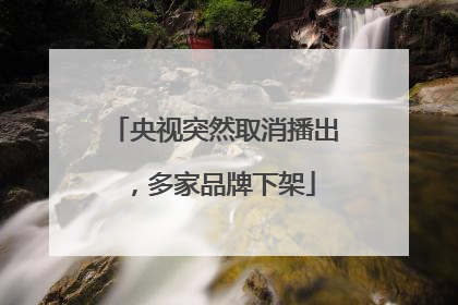 央视突然取消播出，多家品牌下架