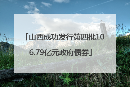 山西成功发行第四批106.79亿元政府债券
