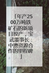 年产2500万吨铁矿石的新项目投产，宝武董事长：中澳资源合作的里程碑