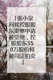 张小泉：间接控股股东重整申请被受理，控股股东550万股份将被司法拍卖