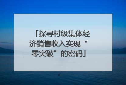 探寻村级集体经济销售收入实现“零突破”的密码
