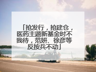 抢发行，抢建仓，医药主题新基金时不我待，范妍、徐彦等反按兵不动