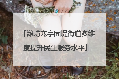 潍坊寒亭固堤街道多维度提升民生服务水平