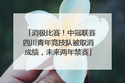 消极比赛！中冠联赛四川青年竞技队被取消成绩，未来两年禁赛