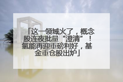 这一领域火了，概念股连夜批量“澄清”！氢能再迎重磅利好，基金重仓股出炉