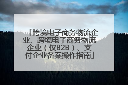 跨境电子商务物流企业、跨境电子商务物流企业（仅B2B）、支付企业备案操作指南