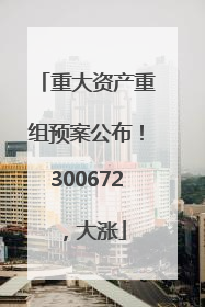 重大资产重组预案公布！300672，大涨