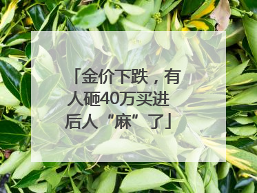 金价下跌，有人砸40万买进后人“麻”了