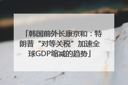 韩国前外长康京和：特朗普“对等关税”加速全球GDP缩减的趋势