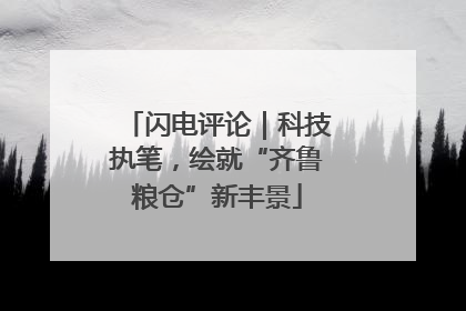闪电评论｜科技执笔，绘就“齐鲁粮仓”新丰景