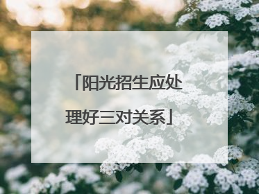 阳光招生应处理好三对关系
