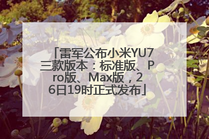 雷军公布小米YU7三款版本：标准版、Pro版、Max版，26日19时正式发布
