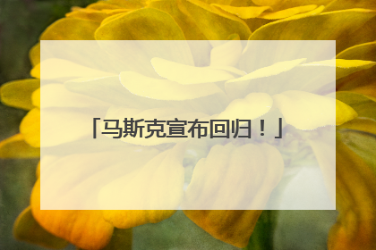 马斯克宣布回归！