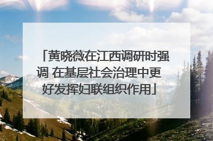 黄晓薇在江西调研时强调 在基层社会治理中更好发挥妇联组织作用