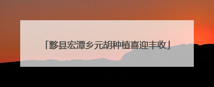 黟县宏潭乡元胡种植喜迎丰收