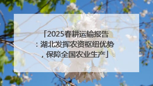 2025春耕运输报告：湖北发挥农资枢纽优势，保障全国农业生产