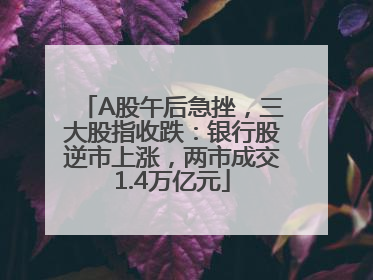 A股午后急挫，三大股指收跌：银行股逆市上涨，两市成交1.4万亿元